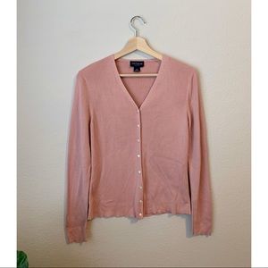 100% silk Ann Taylor pink cardigan Petite M